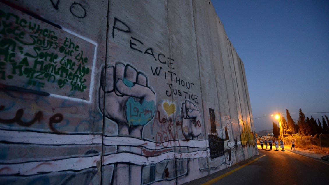 Grenzmauer Israels zu den palästinensischen Gebieten, hier bei Bethlehem.