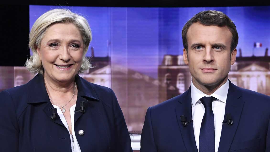 Kandidaten in der Präsidentschafts-Stichwahl: Marine Le Pen und Emmanuel Macron.