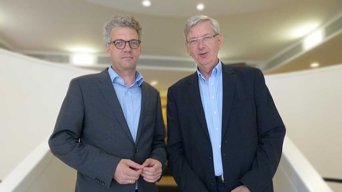Stefan Nacke (links) mit seinem Vorgänger als Vorsitzender des Kolping-Landesverbands NRW, Karl Schiewerling. 