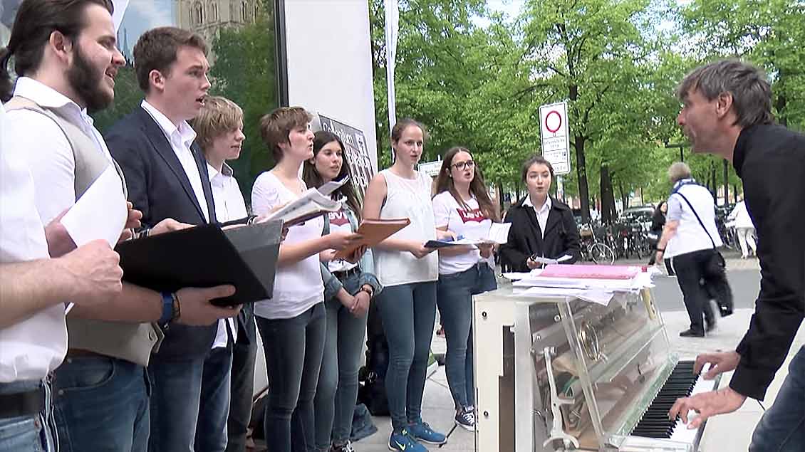 Von 19 Plätzen schallte am Samstag der „AufKLANG“ in Münsters Innenstadt