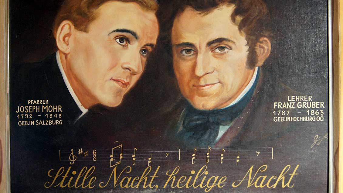 Joseph Mohr (links) und Franz Xaver Gruber.