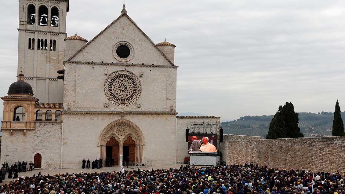 Assisi beim Besuch von Papst Franziskus 2013