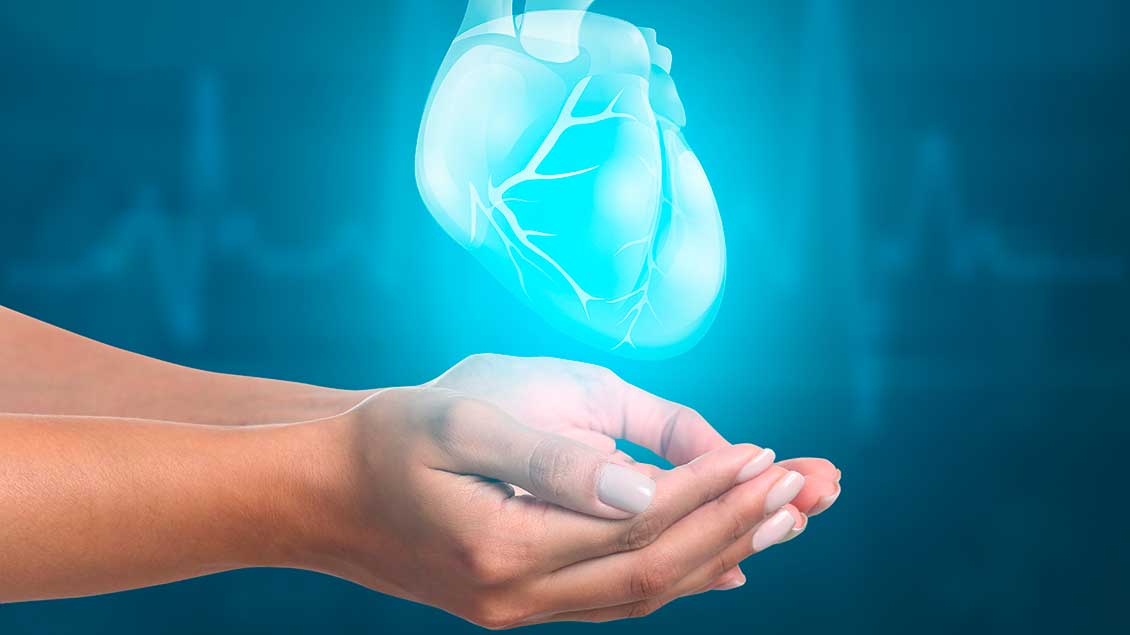 Eine Hand und ein digitales Herz