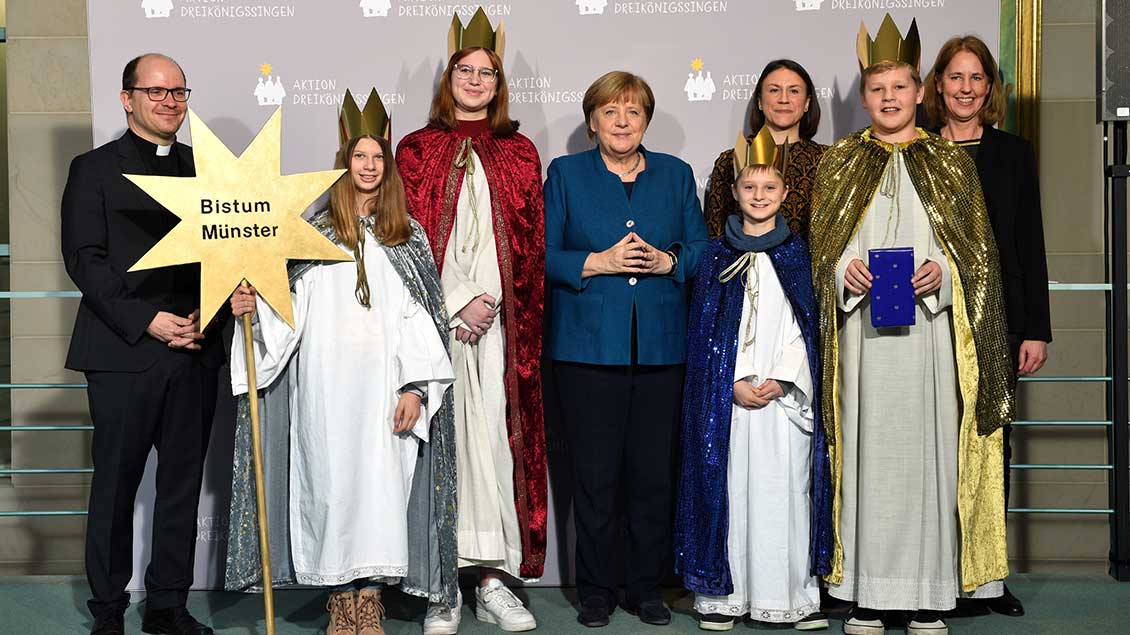 Die Münsteraner Gruppe mit Kanzlerin Merkel
