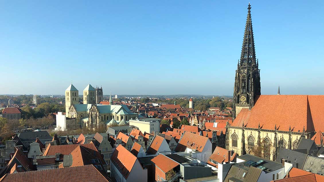 Blick auf Dom und Lambertikirche in Münster