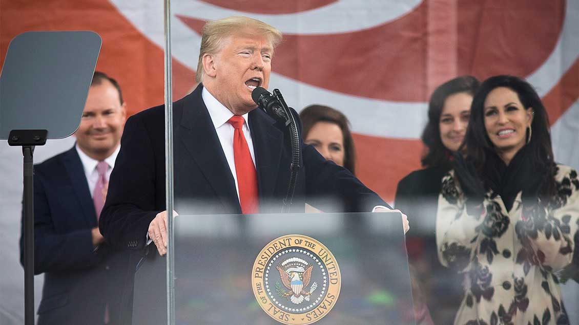 Der US-amerikanische Präsident Donald Trump spricht beim March for Life, dem Marsch für das Leben, am 24. Januar 2020 in Washington.