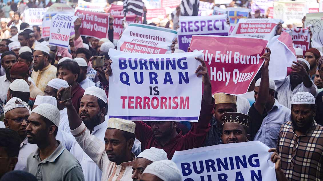 Demo gegen eine Koranverbrennung