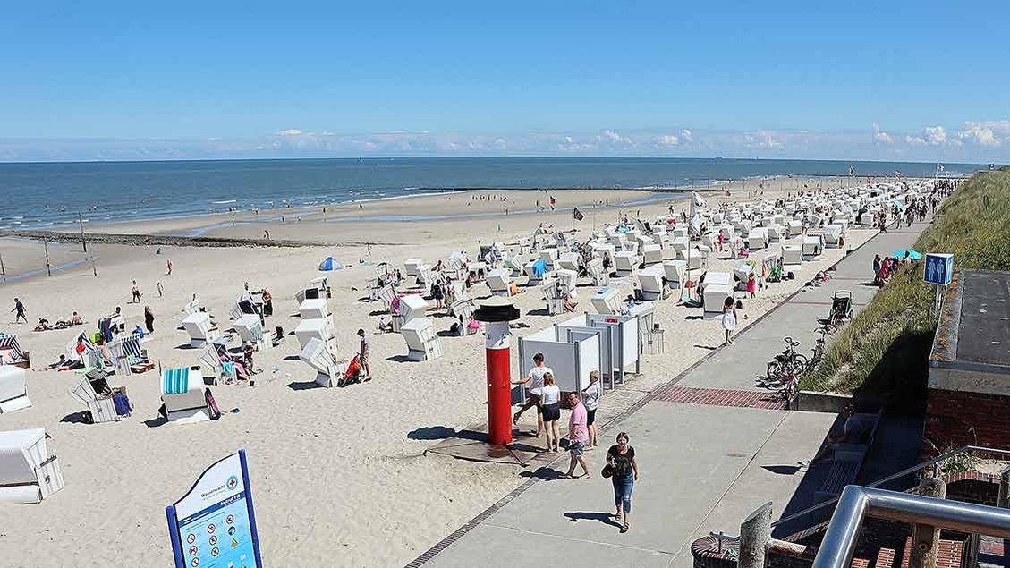 Der Strand von Wangerooge ist nach der Öffnung der Insel wieder gefüllt. Freie Ferienquartiere sind nur noch schwer zu finden. | Foto: Michael Rottmann