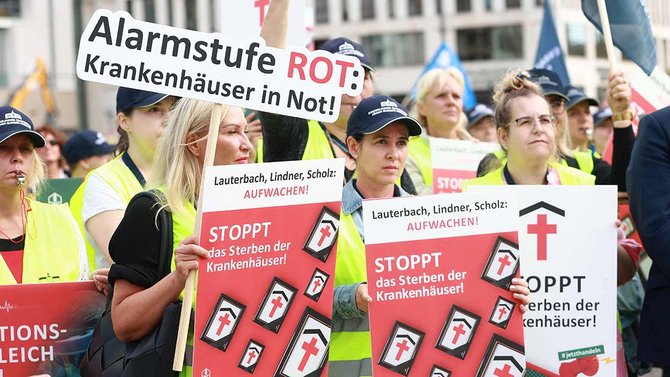 Kundgebung in Berlin zur Unterstützung der Krankenhäuser