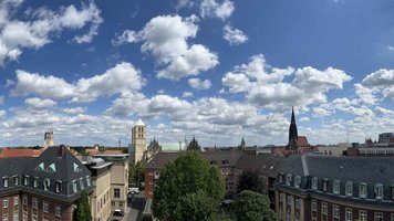 Blick vom Dach des Priesterseminars zum Dom in Münster.