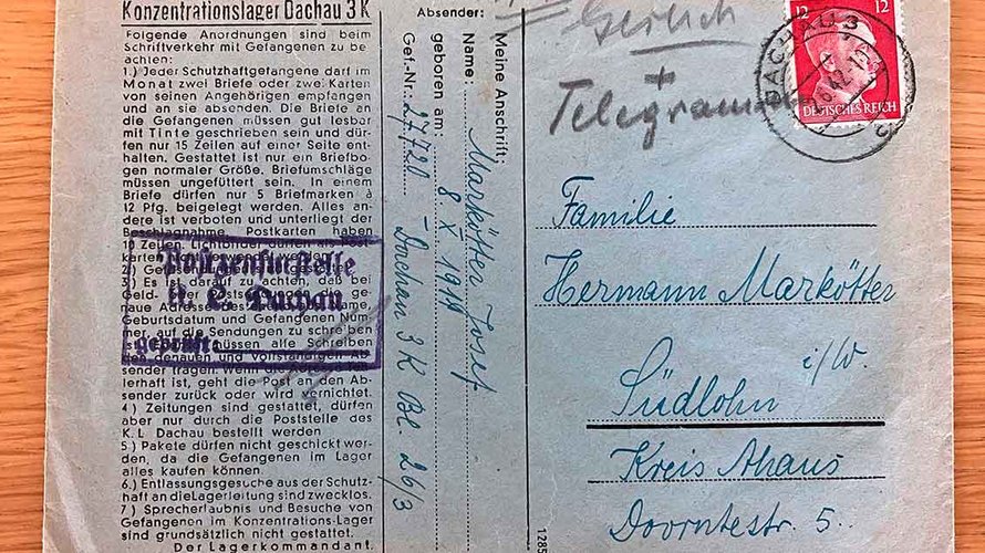 Erhalten geblieben sind einige Briefe von Pater Markötter, die er aus dem KZ Dachau an seine Familie in Südlohn schrieb. | Foto: privat