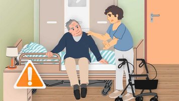 Animierte Video-Szene zwischen Patient und Pflegerin