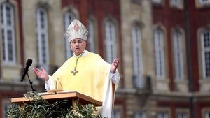 Bischof Felix Genn während seiner Predigt im Himmelfahrts-Gottesdienst zum Katholikentag in Münster.