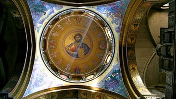 Christus-Fresko in der Grabeskirche von Jerusalem