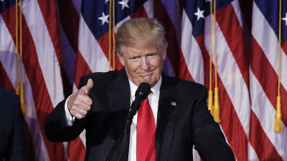 Donald Trump bei seiner ersten Rede nach dem Wahlsieg am Mittwochmorgen. Foto: Reuters