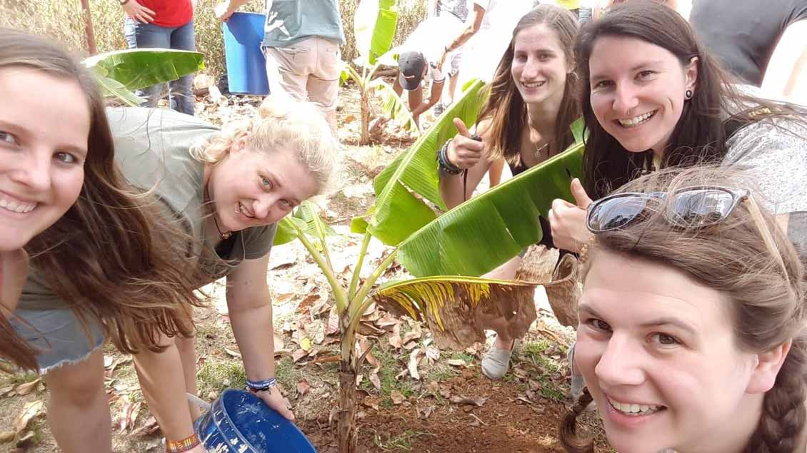 Wie pflanzt man Bananen an? Auch das lernen die deutschen Pilger beim Weltjugendtag in Panama, hier in einem Hilfsprojekt der Salesianer, das von Adveniat unterstützt wird.