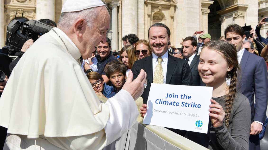 Papst Franziskus und Greta Thunberg Foto: Vatican Media (KNA)