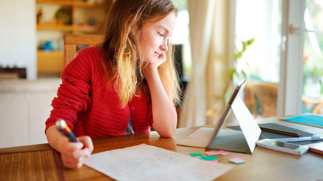 Schülerin bei Hausaufgaben Symbolfoto: MNStudio (Shutterstock)