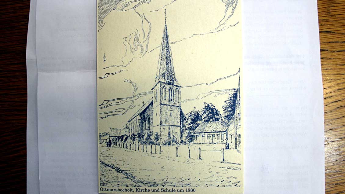 Die alte Kirche St. Urban in Ottmarsbocholt um 1880. Das alte Kirchenschiff wurde um 1885 abgebrochen und durch ein neues ersetzt. | Foto: privat