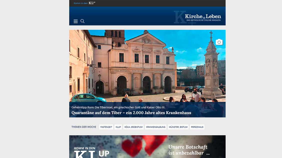 Aus kirchensite.de wurde 2016 kirche-und-leben.de. So sieht der Internetauftritt im Jahr 2021 aus. | Foto: Screenshot