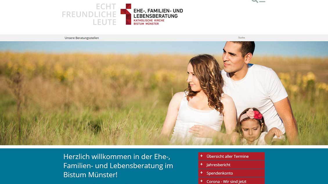 Die EFL-Webseite für das Bistum Münster Foto: pbm