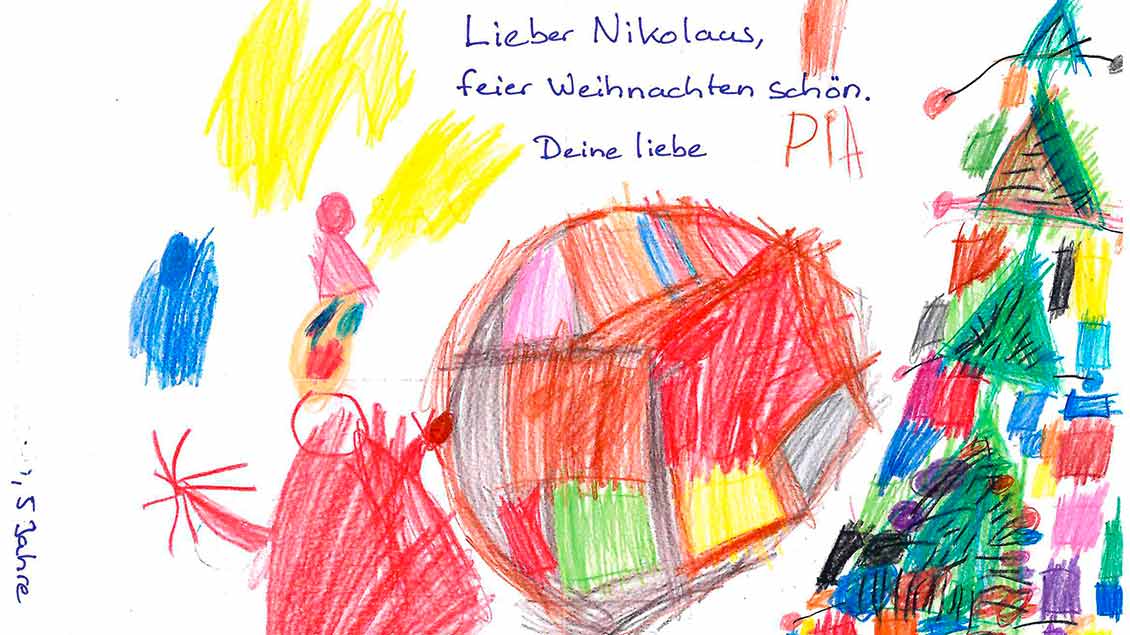 Brief von Pia, 5 Jahre, an den Nikolaus