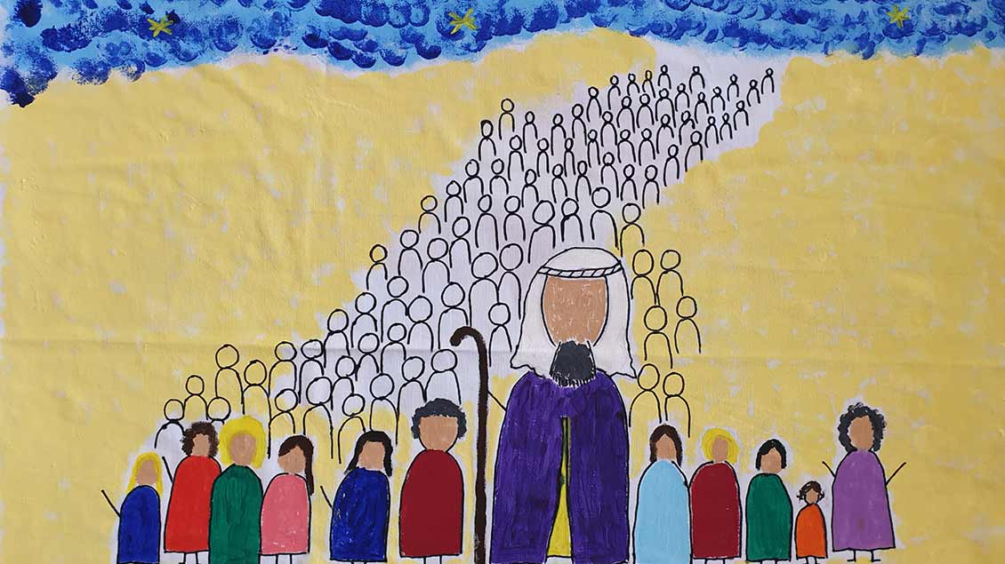 Die Gruppe „Junge Frauen“ der Westersteder St.-Johannes-Pfarrei hat das Thema Aufbruch mit einem Bild von Abraham und seinem Volk in der Wüste gestaltet. | Foto: privat