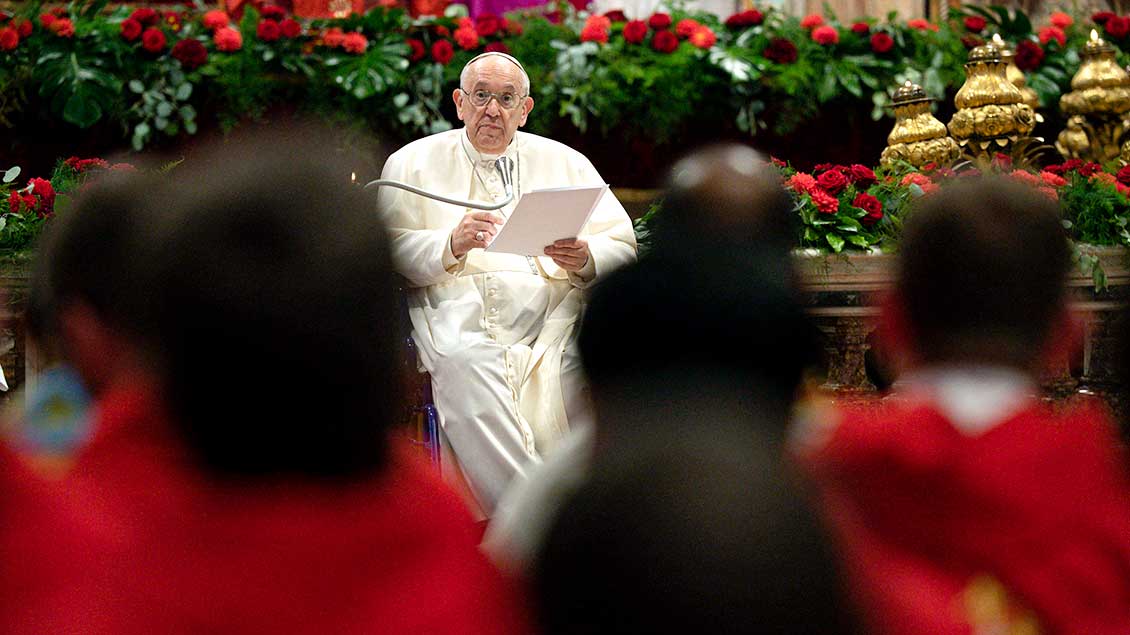 Papst Franziskus bei seiner Predigt