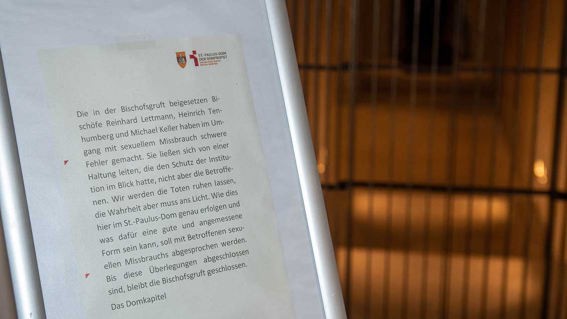 Bischofsgruft im Dom in Münster geschlossen