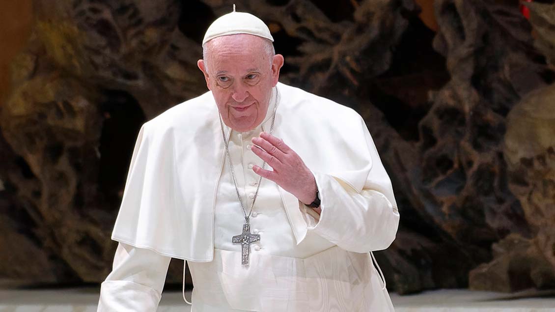 Papst Franziskus bei einer Generalaudienz Foto: Massimo Valicchia (NurPhoto/imago)