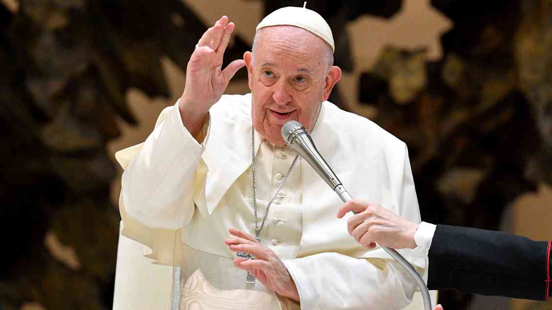 Papst Franziskus bei einer Generalaudienz Foto: Vatican Media (imago)