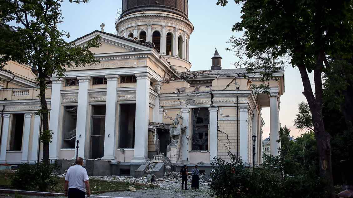 Die schwer beschädigte Kathedrale von Odessa