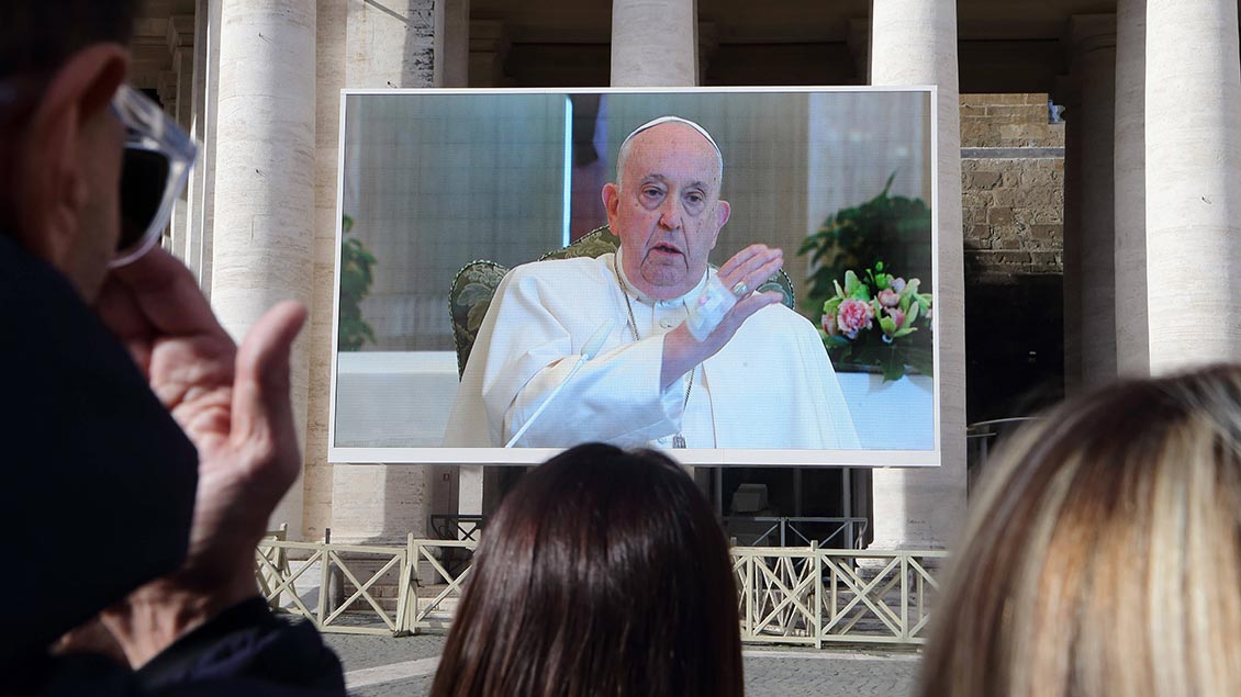Papst Franziskus war beim sonntäglichen Angelus-Gebet nur im Video zu sehen