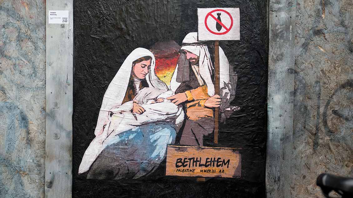 „Bethlehem/Palästina 2023“: Ein Werk des Streetart-Künstlers TVboy in Mailand.